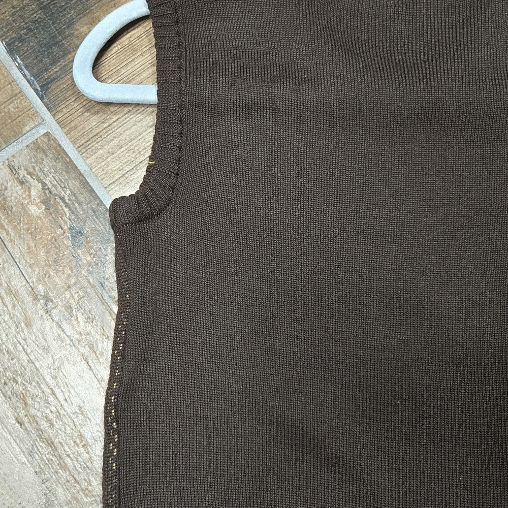 Vintage 70s Givenchy Nouvelle Boutique Vest Brown Yellow Graphic Womens Size 2 - Picture 14 of 16